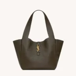 Saint Laurent YSL Women Le 5 à 7 Bea in Grained Leather-Dark Green