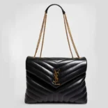 Saint Laurent YSL Women Loulou Medium Bag in Matelassé Y Leather-Black