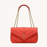 Saint Laurent YSL Women Loulou Medium in Matelasse Lambskin-Orange