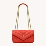 Saint Laurent YSL Women Loulou Small in Matelasse Lambskin-Orange