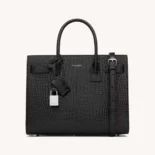 Saint Laurent YSL Women Sac De Jour in Embossed Crocodile Leather Baby-Black