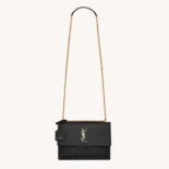Saint Laurent YSL Women Sunset Medium in Crocodile Embossed Leather-Black