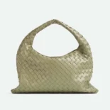 Bottega Veneta Women Hop Shoulder Bag in Calfskin Leather-Light Green