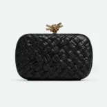 Bottega Veneta Women Knot Minaudière Clutch in Calfskin Leather-Black