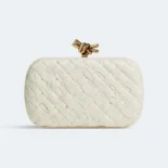 Bottega Veneta Women Knot Minaudière Clutch in Calfskin Leather-White