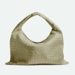 Bottega Veneta Women Large Hop Shoulder Bag in Calf Leather-Light Green