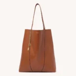 Chloe Women Large Chloé Spin Tote Bag in Grained Leather-Brown