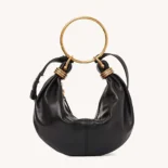 Chloe Women Small Bracelet Hobo Bag in Grained Leather-Black