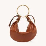 Chloe Women Small Bracelet Hobo Bag in Grained Leather-Brown
