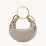 Chloe Women Small Bracelet Hobo Bag in Grained Leather-Grey
