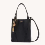 Chloe Women Small Chloé Spin Tote Bag in Grained Leather-Black