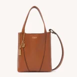 Chloe Women Small Chloé Spin Tote Bag in Grained Leather-Brown