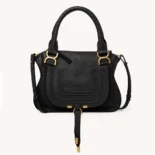 Chloe Women Small Marcie Bag in Grained Leather-Black