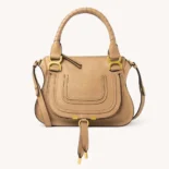 Chloe Women Small Marcie Bag in Grained Leather-Milky Brown