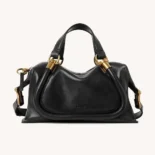 Chloe Women Small Paraty 24 Bag in Shiny Leather-Black