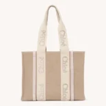 Chloe Women Woody Tote Bag in Linen-Pink CHC23AS383L17084