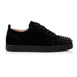 Christian Louboutin Unisex Louis Junior Spikes Sneakers Veau Velours-Black