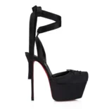 Christian Louboutin Women Cassia Lace Up Alta 160 mm Strappy Pumps-Black