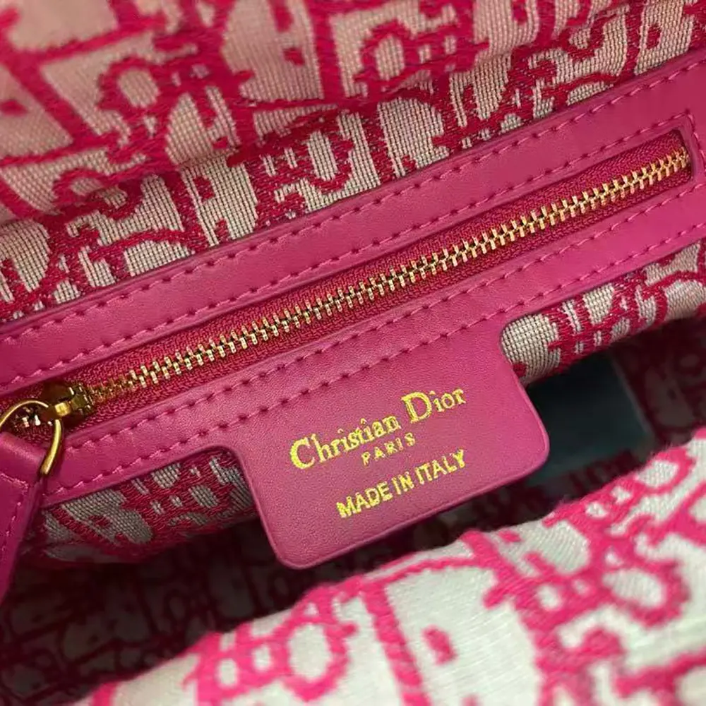 Dior Women Medium Lady Dior Bag Natural Wicker and Pink Dior Oblique Jacquard 10 Dior Women Medium Lady Dior Bag Natural Wicker and Pink Dior Oblique Jacquard