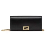 Fendi Women Shoulder Bag Chain Black Leather Wallet