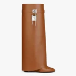 Givenchy Women Shark Lock Boots in Leather-Tan BE7021E0YP