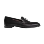 Hermes Women Loafer in Calfskin with Palladium Plated Signature "H" Detail-Black
