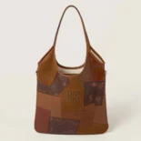 Miu Miu Women IVY Leather Patchwork Bag-Brown 5BG2312CRI