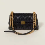 Miu Miu Women Matelassé Nappa Leather Shoulder Bag-Black