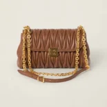 Miu Miu Women Matelassé Nappa Leather Shoulder Bag-Brown