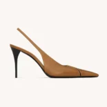 Prada Women Babylone Breteuil Slingback Pumps in Smooth Leather-Brown