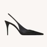 Saint Laurent YSL Women Babylone Breteuil Slingback Pumps in Smooth Leather-Black
