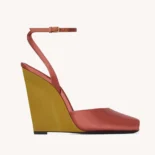 Saint Laurent YSL Women La Scandale Wedges in Satin Crepe-Pink