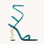 Saint Laurent YSL Women Opyum Sandals in Satin Crepe-Blue
