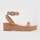 Valentino Women Rockstud Flatform Sandal in Calfskin 45MM-Pink