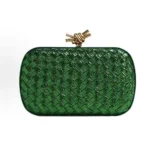 Bottega Veneta Women Knot Minaudière Clutch in Calfskin Leather-Green