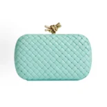Bottega Veneta Women Knot Minaudière Clutch in Calfskin Leather-Light Blue