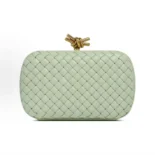 Bottega Veneta Women Knot Minaudière Clutch in Calfskin Leather-Lime