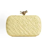 Bottega Veneta Women Knot Minaudière Clutch in Calfskin Leather-Yellow