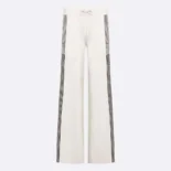 Dior Women Flared Pants Ecru Compact Technical Knit with Black Dior Graphique Motif
