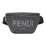 Fendi Men Diagonal Belt Bag Leather-Gray