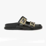 Fendi Unisex Feel Black Leather Slides 8X8326NA7F0QA1