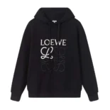 Loewe Men Anagram Regular Fit Hoodie in Cotton-Black