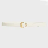 Saint Laurent YSL Women Cassandre Thin Belt with Square Buckle in Lacquered Leather-White