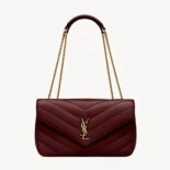 Saint Laurent YSL Women Loulou Medium in Matelasse Lambskin-Bordeaux