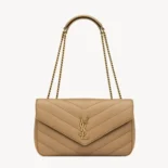 Saint Laurent YSL Women Loulou Medium in Matelasse Lambskin-Natural