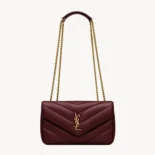 Saint Laurent YSL Women Loulou Small in Matelasse Lambskin-Bordeaux