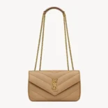 Saint Laurent YSL Women Loulou Small in Matelasse Lambskin-Natural