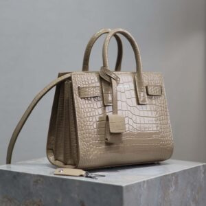 Saint Laurent YSL Women Sac De Jour in Crocodile Embossed Leather Nano-Sandy