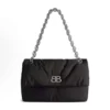 Balenciaga Women Monaco Large Chain Bag in Black/Silver Arena Calfskin