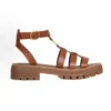 Celine Women Clea Triomphe Gladiator Sandal in Calfskin-Vegetal Tanning